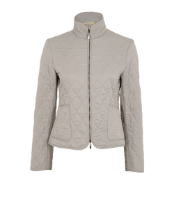 Burberry Quilted Zip-Up Jacket, Poly, Grey, 3*