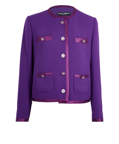 Dolce & Gabbana Trimmed Short Jacket, £750, Clothing, Purple, Silk/Wool, Front view