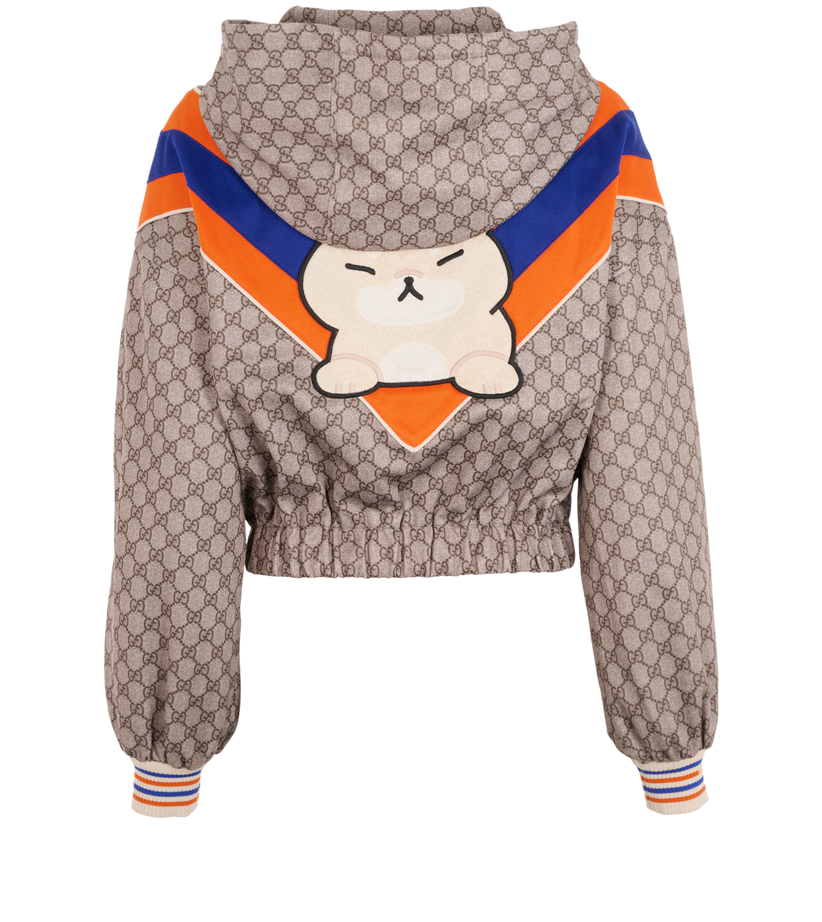 Gucci GG Crop Jacket, &pound;350, Clothing, Blue/Brown/Orange, Polyester (Polymer), Back view