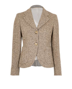 Max Mara Herringbone Blazer, Wool, Brown, UK8, 2*