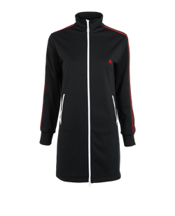 Celine Zip Up  Long Striped Jacket, Polyester, Black/Red, Sz M, 3*