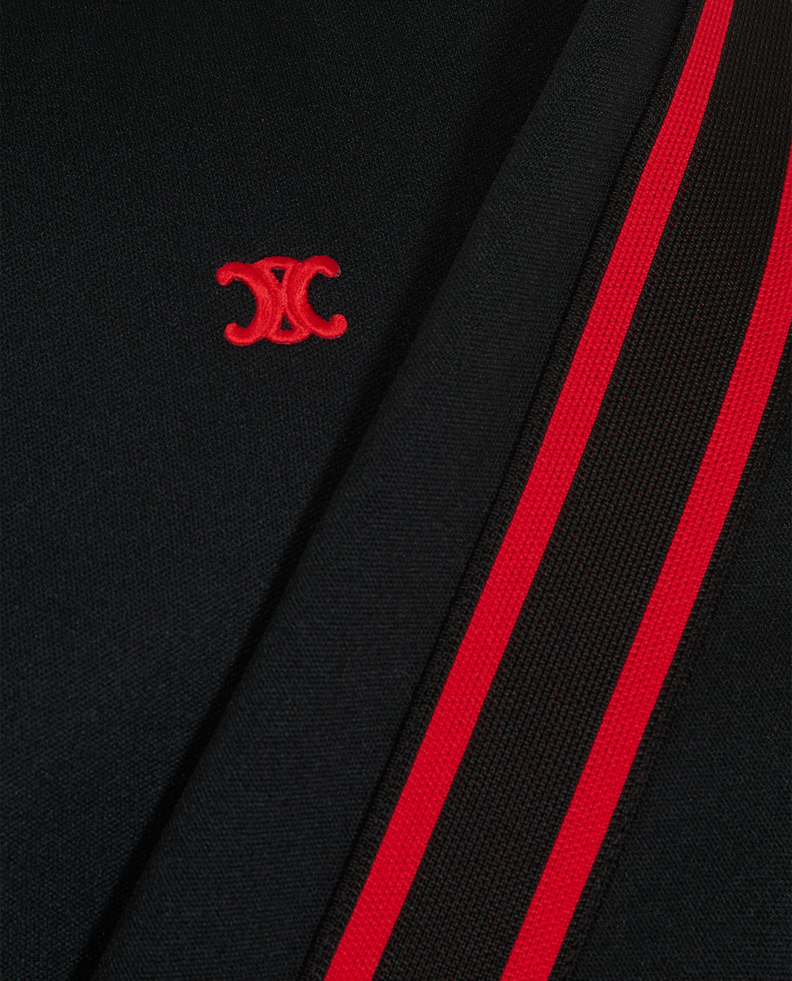 Celine Zip Up  Long Striped Jacket, &pound;450, Clothing, Black/Red, Polyester (Polymer), Other view