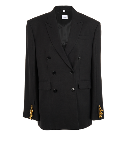 Burberry Double Breasted Blazer, &pound;550, Clothing, Black, Wool, Front view