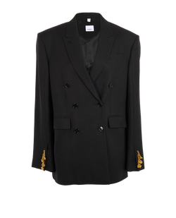 Burberry Double Breasted Blazer, Wool, Black, UK8, 3*