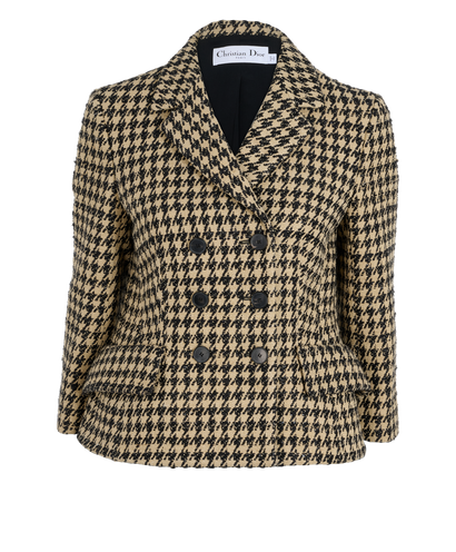 Christian Dior Houndstooth Jacket, &pound;850, Clothing, Beige/Black, Cotton/Silk, Front view