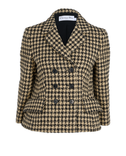 Christian Dior Houndstooth Jacket, Silk/Cotton, Beige/Blk, UK10, 3*