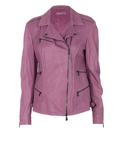 Bottega Veneta Biker Jacket, &pound;350, Clothing, Purple, Leather, Front view