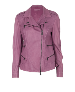 Bottega Veneta Biker Jacket, Leather, Purple, UK14, 1*