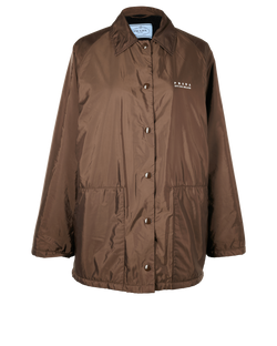 Prada Padded Logo Jacket, Poly/Shearling, Brown, UK 10, 3*