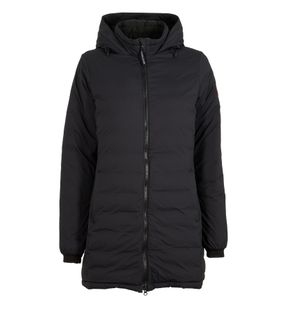 Canada Goose Camp Hooded Jacket, &pound;450, Clothing, Black, Down Feathers, Front view