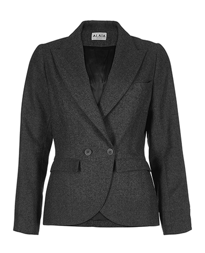 Alaia Long Blazer, Wool, Grey, UK 10