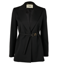 Fendi FF Blazer, Poli/Wool, Black, UK4, 3*