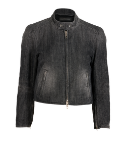 Balenciaga Shrunk Denim Racer Jacket, Cotton, Blk, UK14, 3*