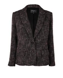 Chanel 2022 Metallic Tweed Jacket, Wool/Acetate, Black/Pink, UK 14, 3*