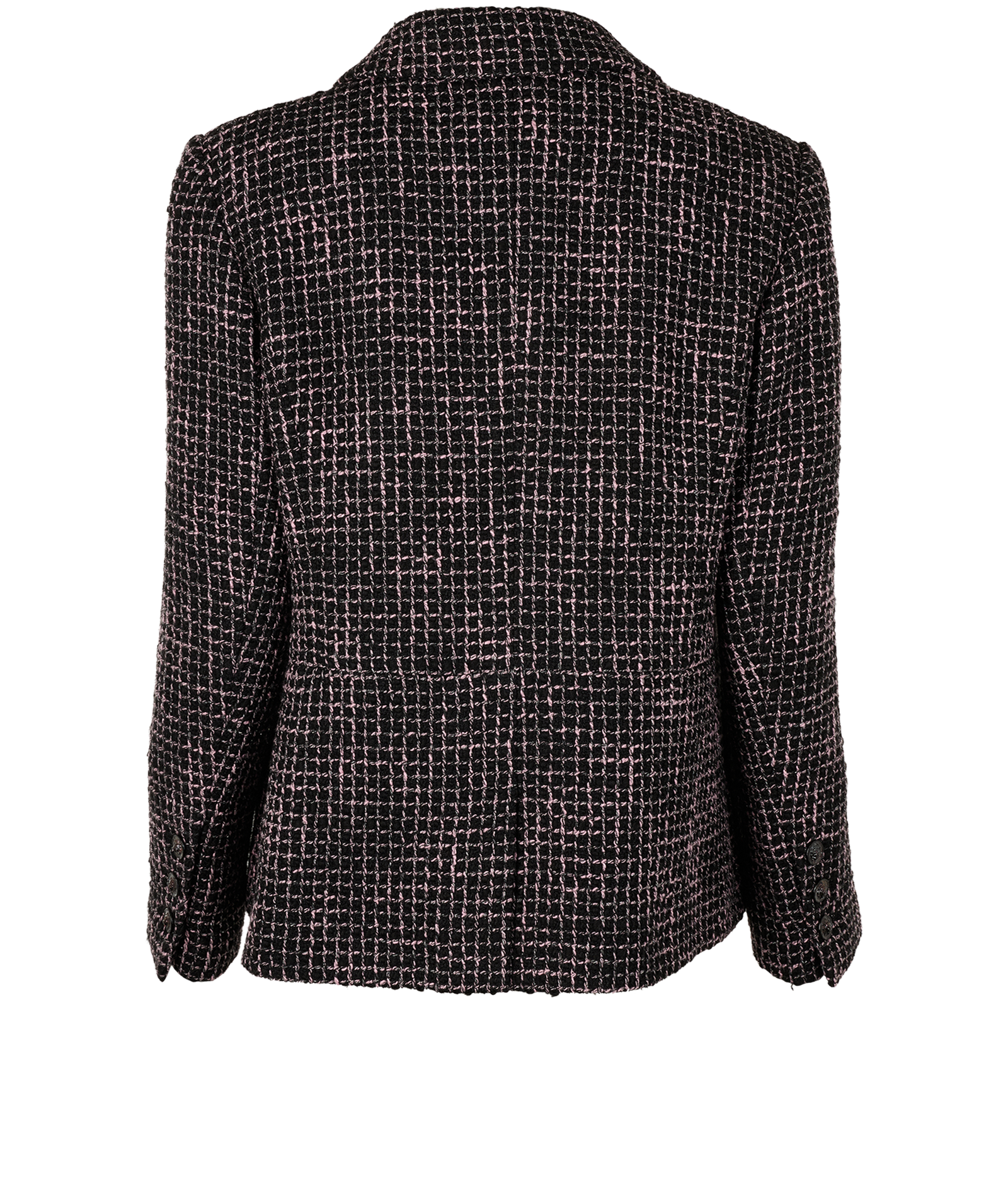 Chanel 2022 Metallic Tweed Jacket, &pound;1,500, Clothing, Black/Pink, Acetate/Wool, Back view