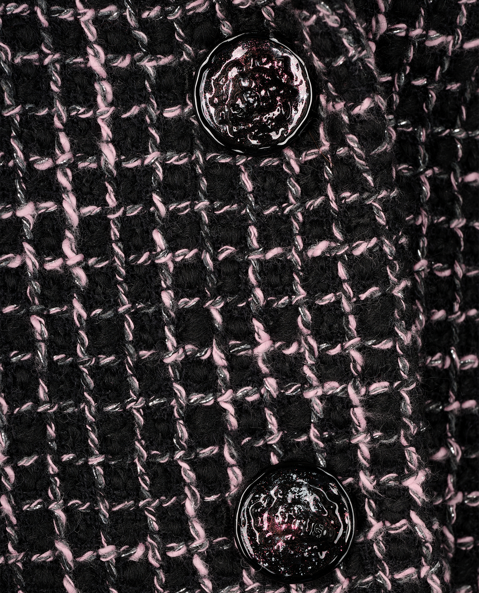 Chanel 2022 Metallic Tweed Jacket, &pound;1,500, Clothing, Black/Pink, Acetate/Wool, Other view