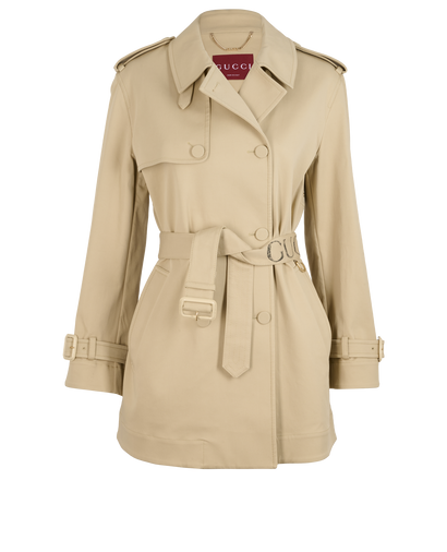 Gucci Double Breasted Trench Coat, &pound;995, Clothing, Beige, Cotton, Front view