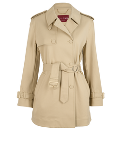 Gucci Double Breasted Trench Coat, Cotton, Beige, UK8, 3*
