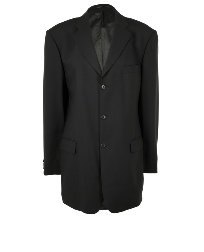 Balmain Vintage Oversized Long Blazer, &pound;240, Clothing, Black, Wool, Front view