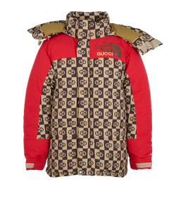 Gucci x North Face Interlocking G Puffer Jacket,Mens, Poli, Brwn, Sz M, 3*