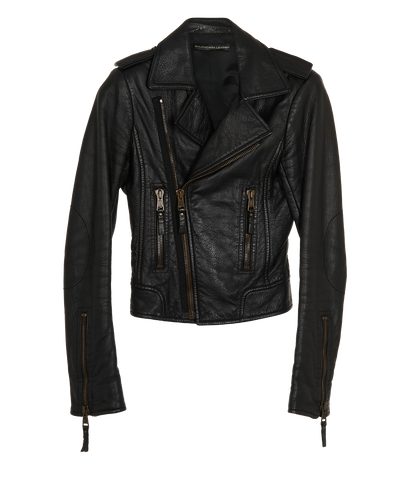 Balenciaga Biker Jacket, &pound;290, Clothing, Black, Leather, Front view