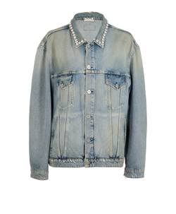 Miu Miu 2019 Embellished Distressed Jacket, Cotton, Blue, UK 12, 1*