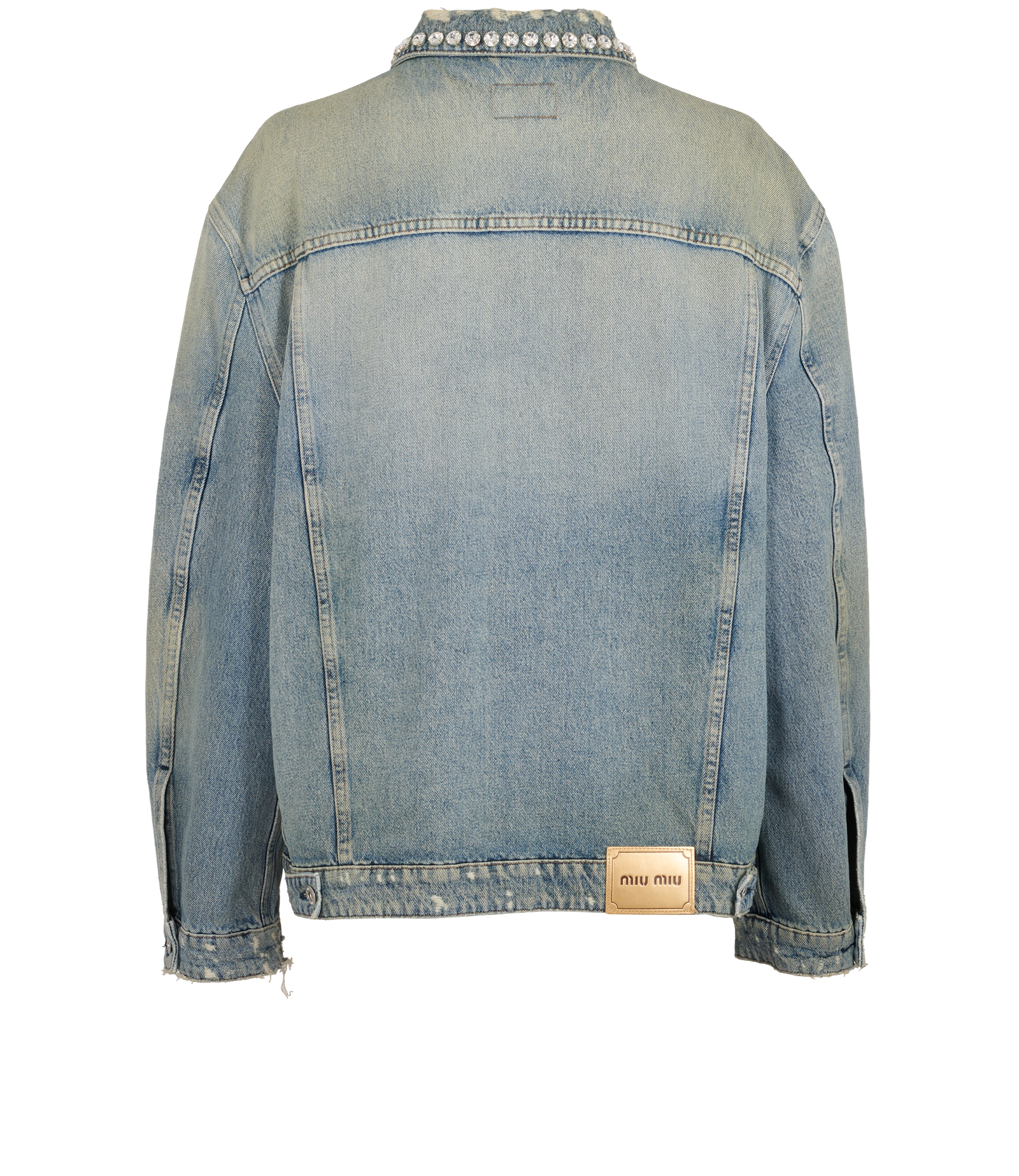 Miu Miu 2019 Embellished Distressed Jacket, &pound;450, Clothing, Blue, Cotton, Back view