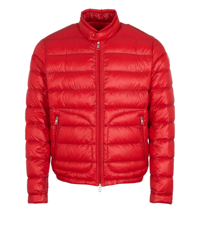 Moncler Acorus Jacket, &pound;310, Clothing, Red, Down Feathers, Front view