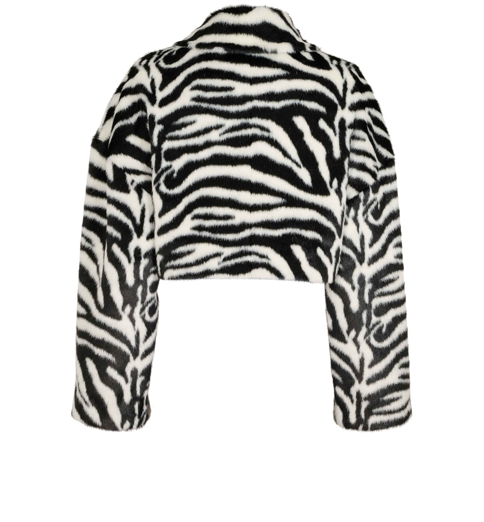 Rotate Zebra Cropped Jacket, &pound;220, Clothing, Black/White, Faux Fur, Back view