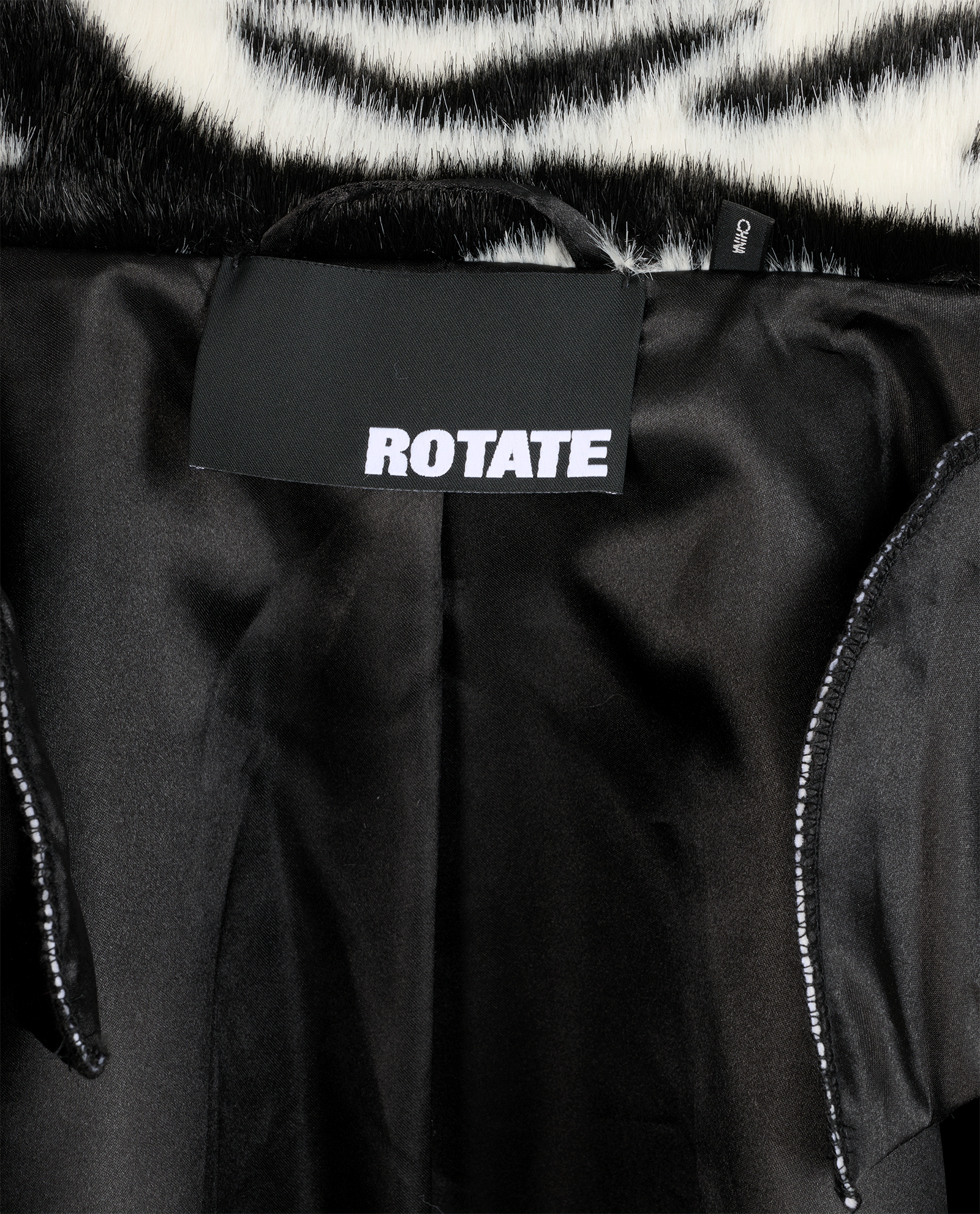 Rotate Zebra Cropped Jacket, &pound;220, Clothing, Black/White, Faux Fur, Other view