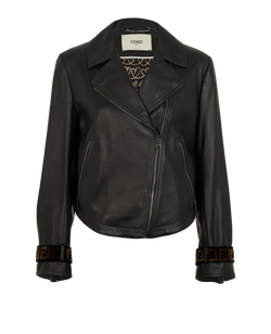 Fendi Biker Jacket, Leather, Black, UK12, 3*