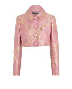 Dolce & Gabbana Cropped Jacquard Jacket, Poly, Pink, UK12, 3*