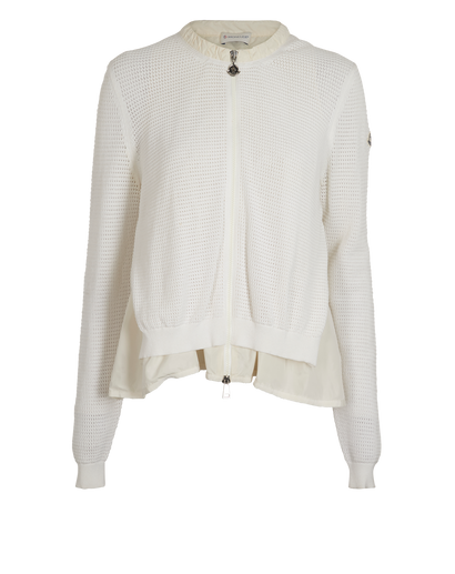 Moncler Knitted Bomber Jacket, &pound;220, Clothing, White, Polyester (Polymer), Front view
