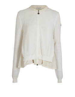 Moncler Knitted Bomber Jacket, Poly, White, Sz XL, 2*