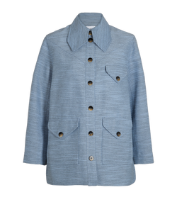 Ganni Slub Woven Jacket, Recycled Poly, Blue, UK 6, 3*