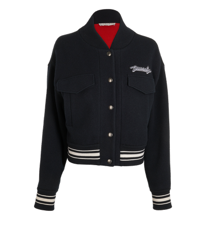 Givenchy Logo Embroidered Bomber Jacket, &pound;450, Clothing, Black, Wool, Front view
