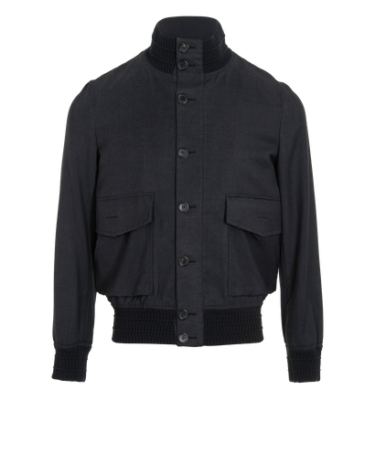 Saint Laurent Harrington Bomber Jacket, &pound;450, Clothing, Grey, Cotton/Modal, Front view