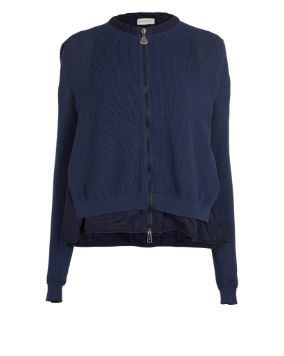 Moncler Knitted Zip-Up Jacket, &pound;250, Clothing, Navy, Polyester/Viscose, Front view