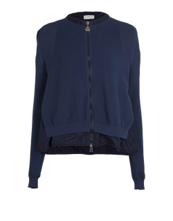 Moncler Knitted Zip-Up Jacket, Viscose/Poly, Navy, Sz XL, 2*