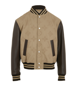 Louis Vuitton Safari Monogram Varsity Jacket, Mens, Cotton,Beige,Sz XL, 3*