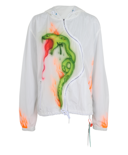 Off-White x Babybrush Shell Suit Hoodie, &pound;320, Clothing, White, Polyester Mix, Front view