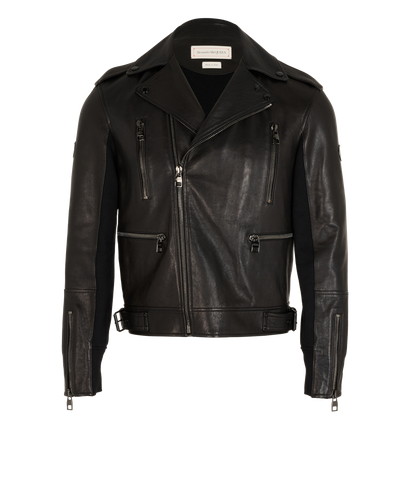 Alexander McQueen Biker Jacket, &pound;1,100, Clothing, Black, Leather, Front view