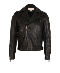 Alexander McQueen Biker Jacket, Mens, Leather, Black, Sz L, 3*