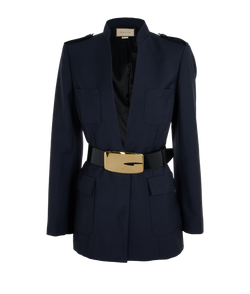 Gucci Belted Crepe Blazer, Mohair, Navy, UK10, 3*