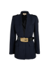 Gucci Belted Crepe Blazer, &pound;1,100, Clothing, Navy, Mohair, Front view