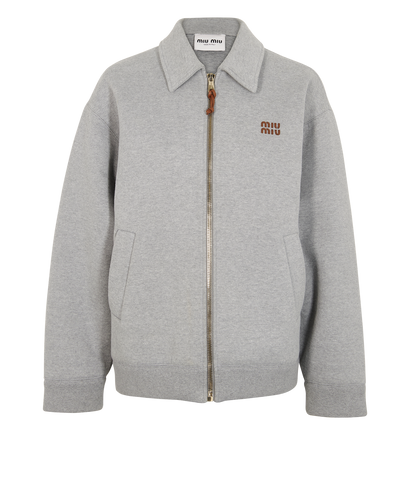 Miu Miu Jersey Blouson Jacket, &pound;1,300, Clothing, Grey, Cotton, Front view