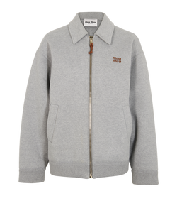 Miu Miu Jersey Blouson Jacket, Cotton, Grey, UK4, 3*
