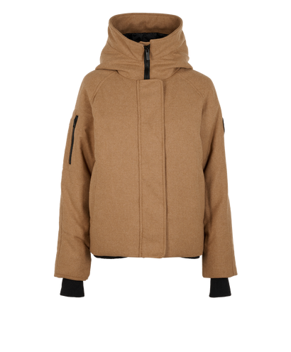 Canada Goose Everleigh Bomber Jacket, &pound;595, Clothing, Brown, Polyester (Polymer)/Wool, Front view