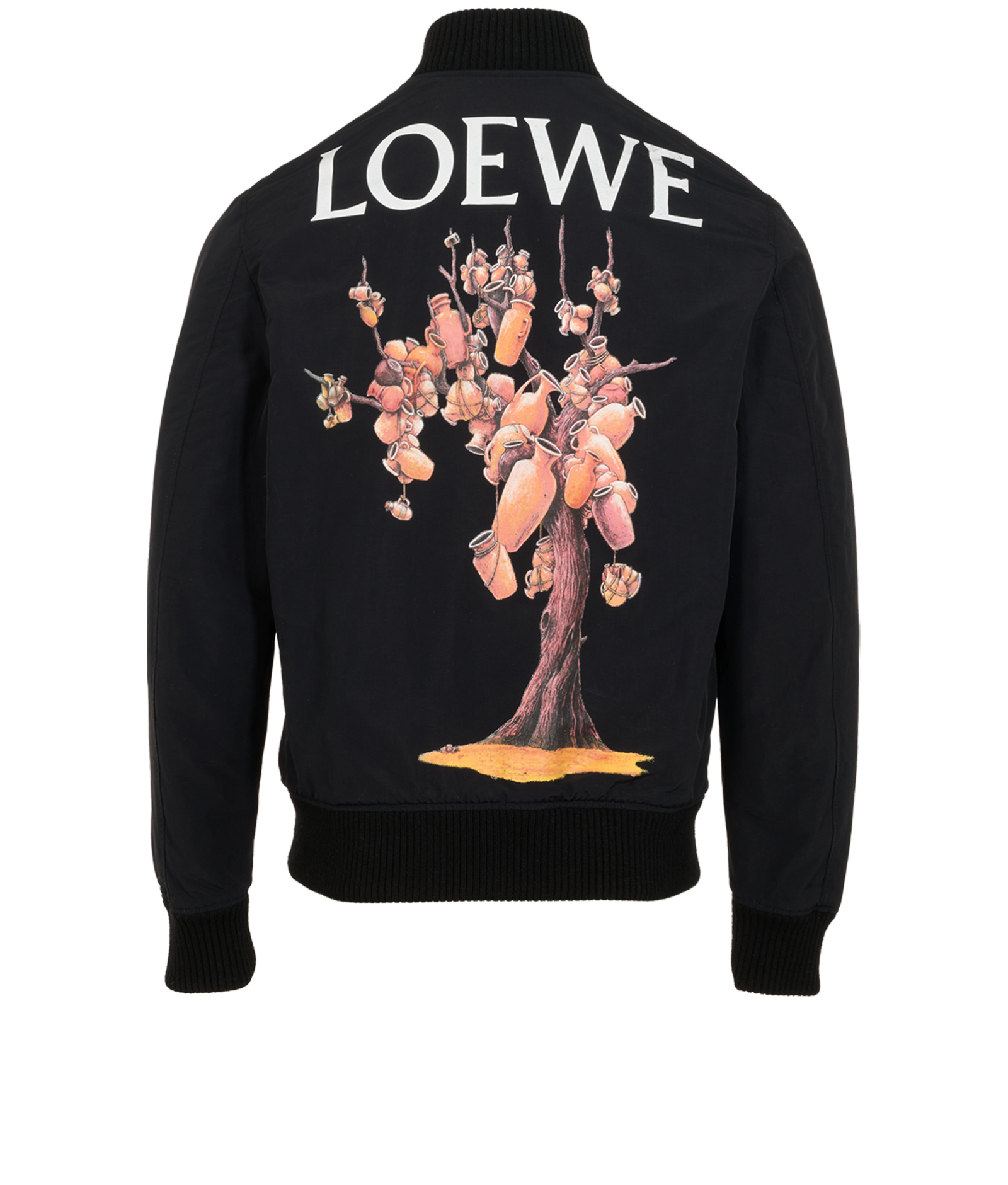 Loewe Pottery Print Bomber Jacket, &pound;350, Clothing, Black, Polyester Mix, Back view