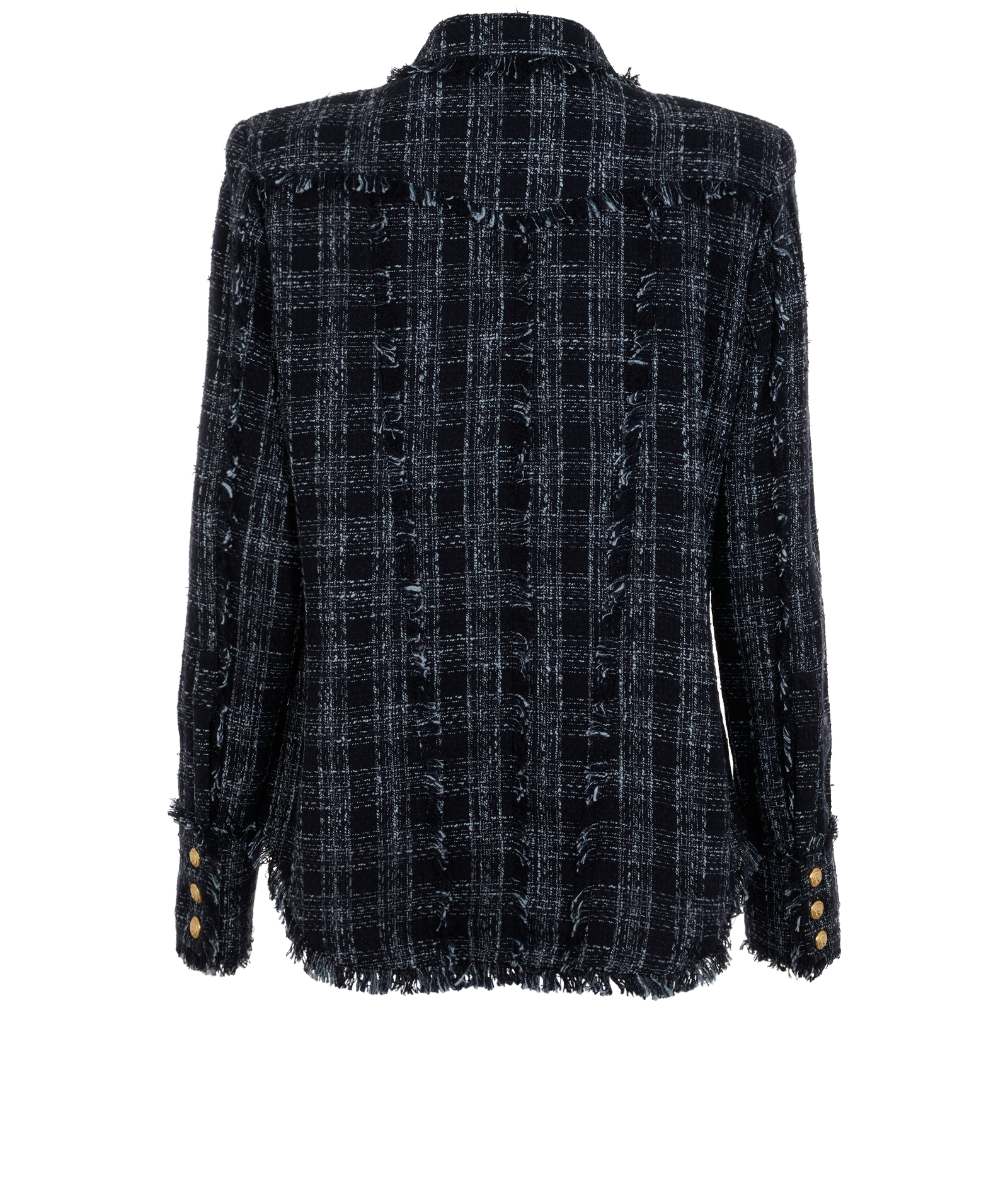 Balmain Checked Tweed Jacket, &pound;295, Clothing, Blue, Cotton, Back view